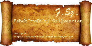Fehérvári Szilveszter névjegykártya